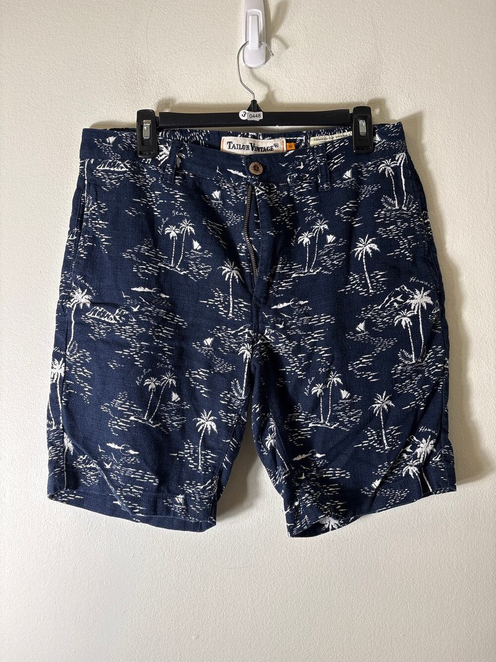 Mens Tailor Vintage Navy Greenwich Slim Fit Shorts Sz 32